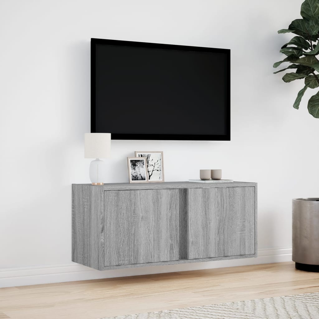 VidaXL Tv-wandmeubel met LED 80x31x35 cm grijs sonoma eikenkleurig