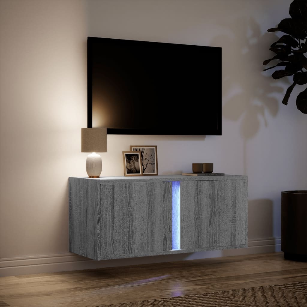 VidaXL Tv-wandmeubel met LED 80x31x35 cm grijs sonoma eikenkleurig