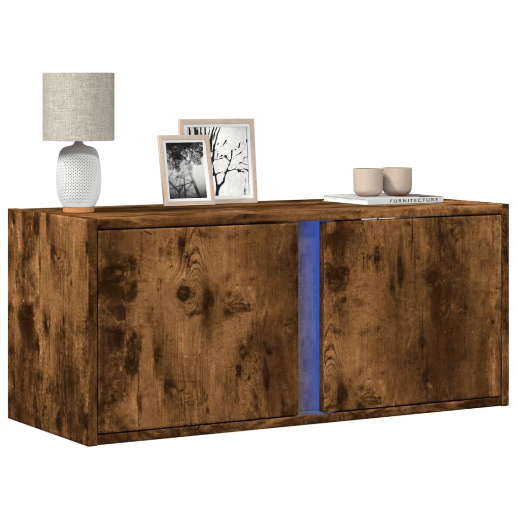 VidaXL Tv-wandmeubel met LED-verlichting 80x31x35 cm gerookt eiken