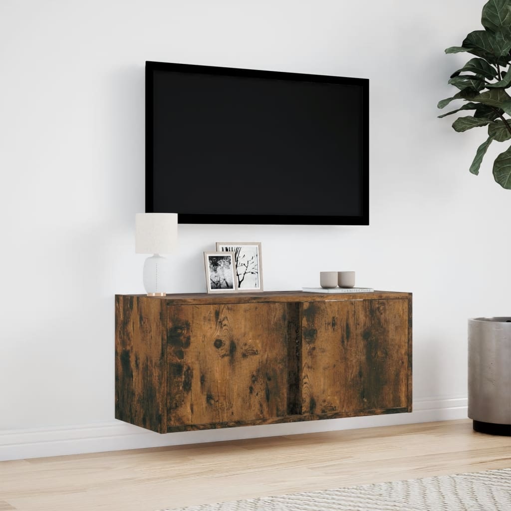 VidaXL Tv-wandmeubel met LED-verlichting 80x31x35 cm gerookt eiken