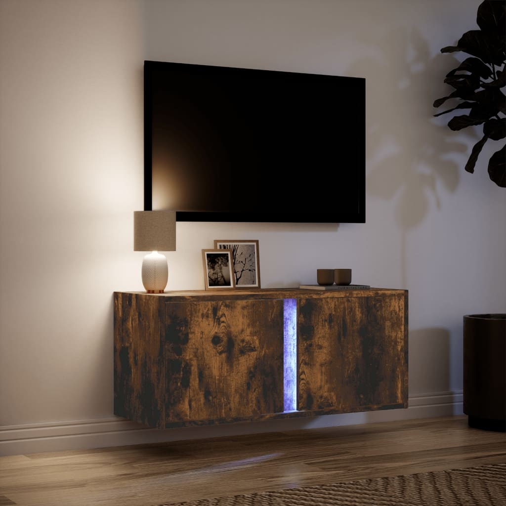 VidaXL Tv-wandmeubel met LED-verlichting 80x31x35 cm gerookt eiken