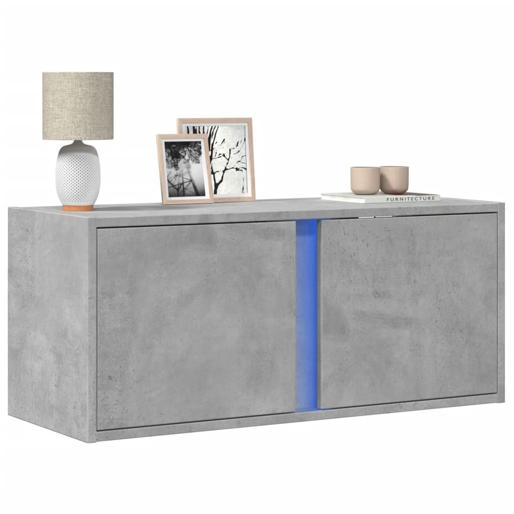 VidaXL Tv-wandmeubel met LED-verlichting 80x31x35 cm betongrijs