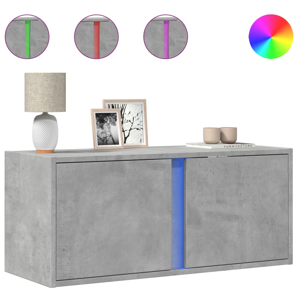 VidaXL Tv-wandmeubel met LED-verlichting 80x31x35 cm betongrijs