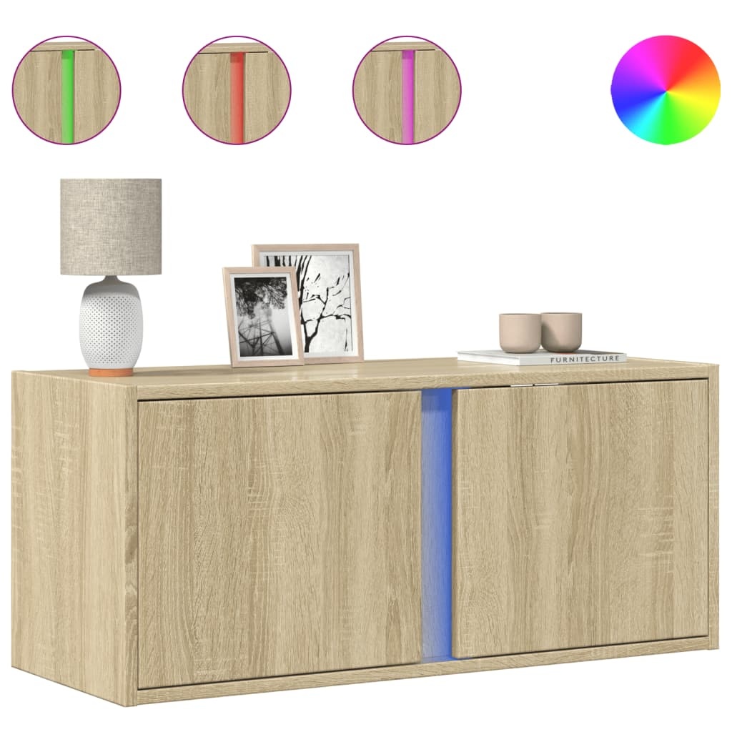 VidaXL Tv-wandmeubel met LED-verlichting 80x31x35 cm sonoma eikenkleur