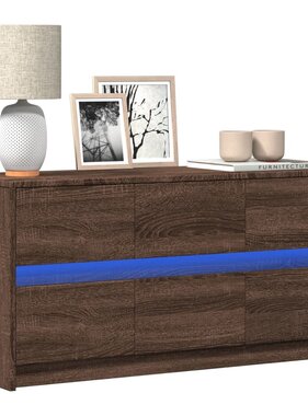 VidaXL Tv-meubel met LED 100x34x50 cm bewerkt hout bruin eikenkleurig