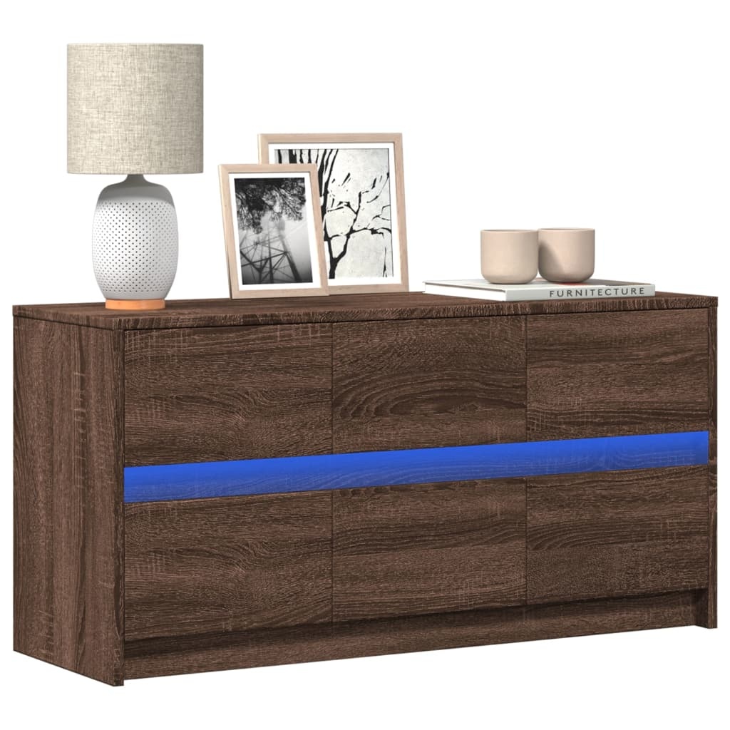 VidaXL Tv-meubel met LED 100x34x50 cm bewerkt hout bruin eikenkleurig