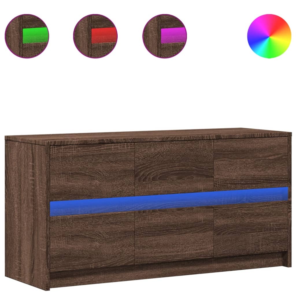 VidaXL Tv-meubel met LED 100x34x50 cm bewerkt hout bruin eikenkleurig