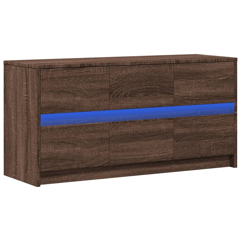 VidaXL Tv-meubel met LED 100x34x50 cm bewerkt hout bruin eikenkleurig