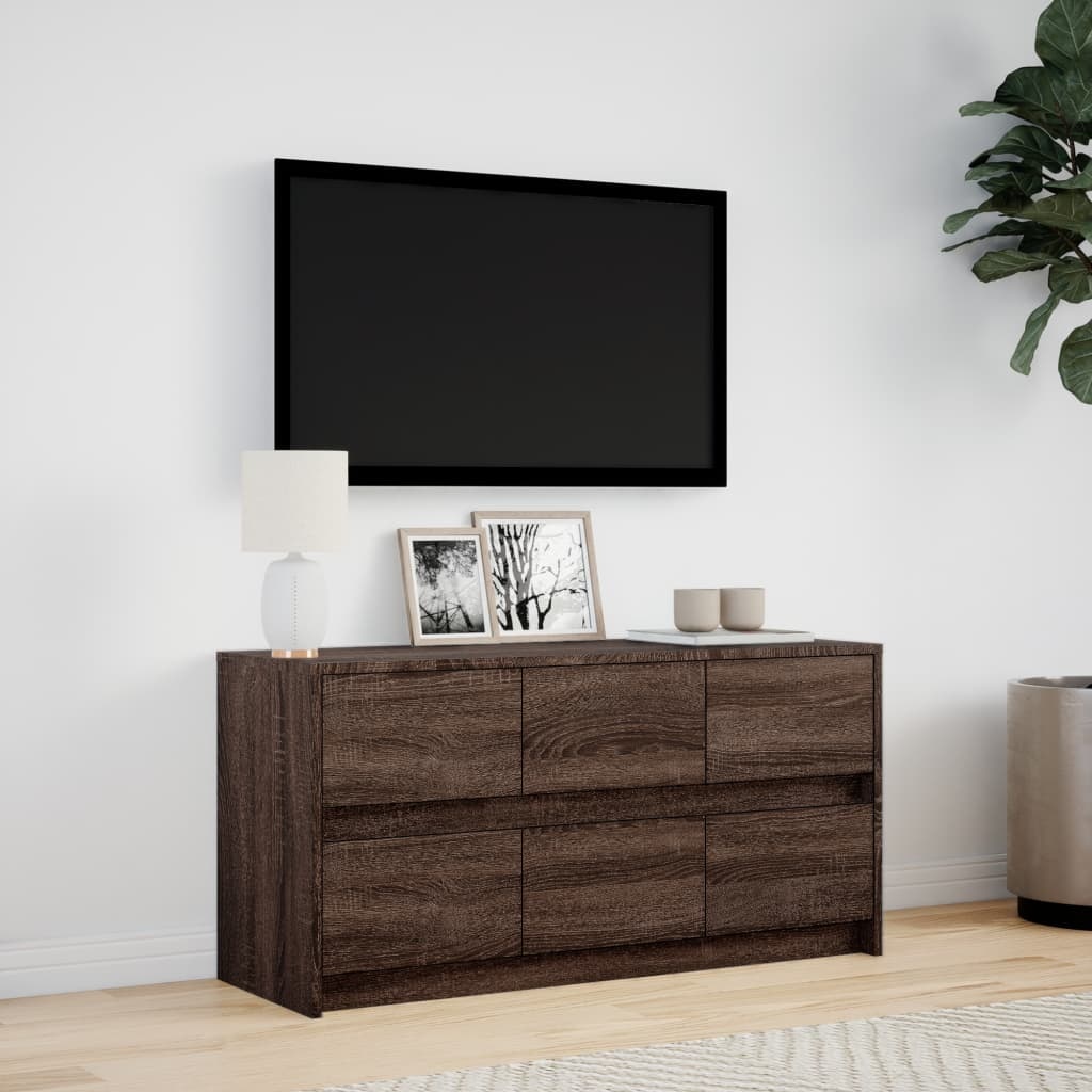 VidaXL Tv-meubel met LED 100x34x50 cm bewerkt hout bruin eikenkleurig
