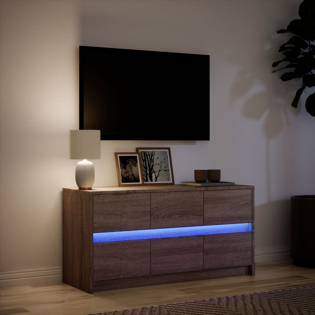 VidaXL Tv-meubel met LED 100x34x50 cm bewerkt hout bruin eikenkleurig