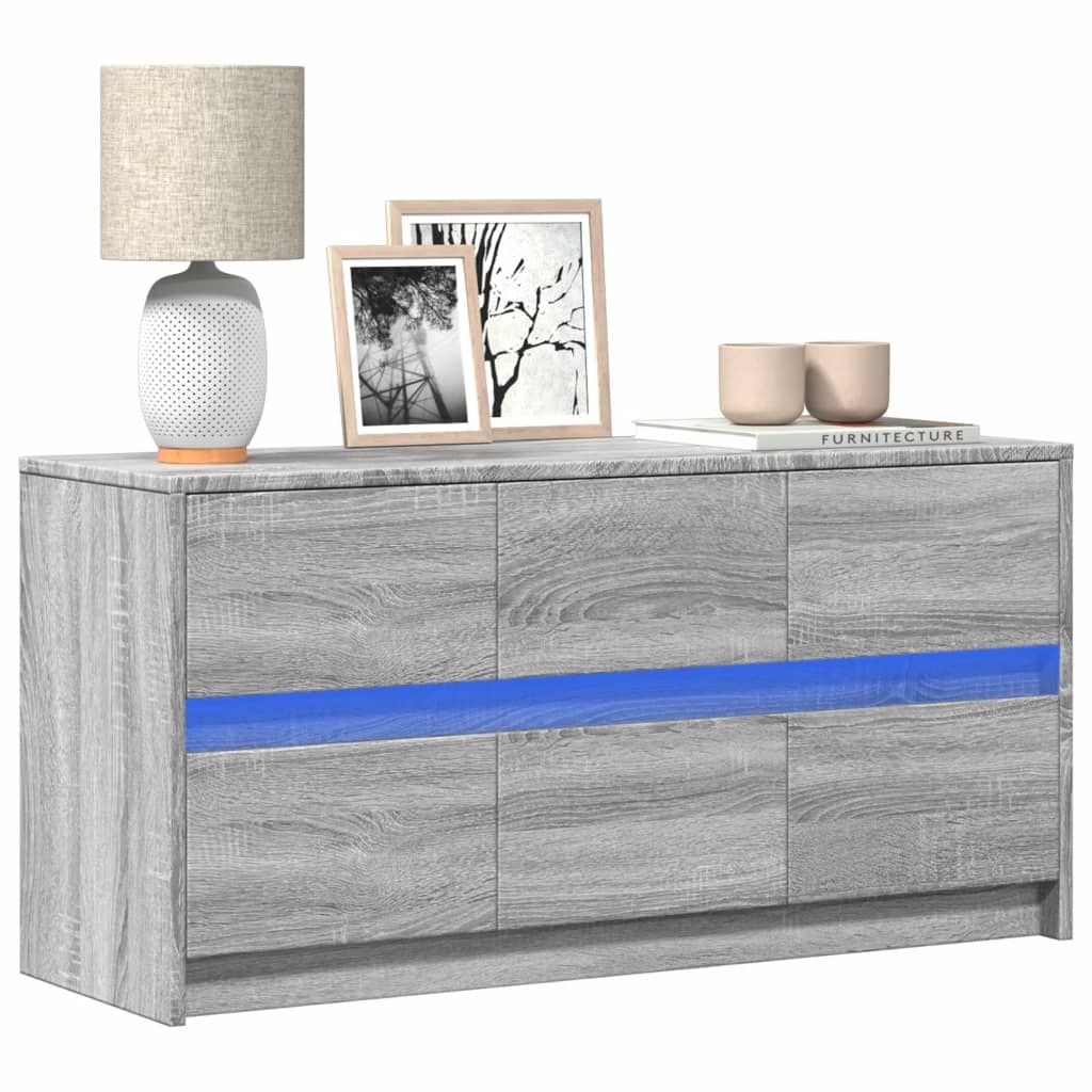 VidaXL Tv-meubel met LED 100x34x50 cm bewerkt hout grijs sonoma eiken
