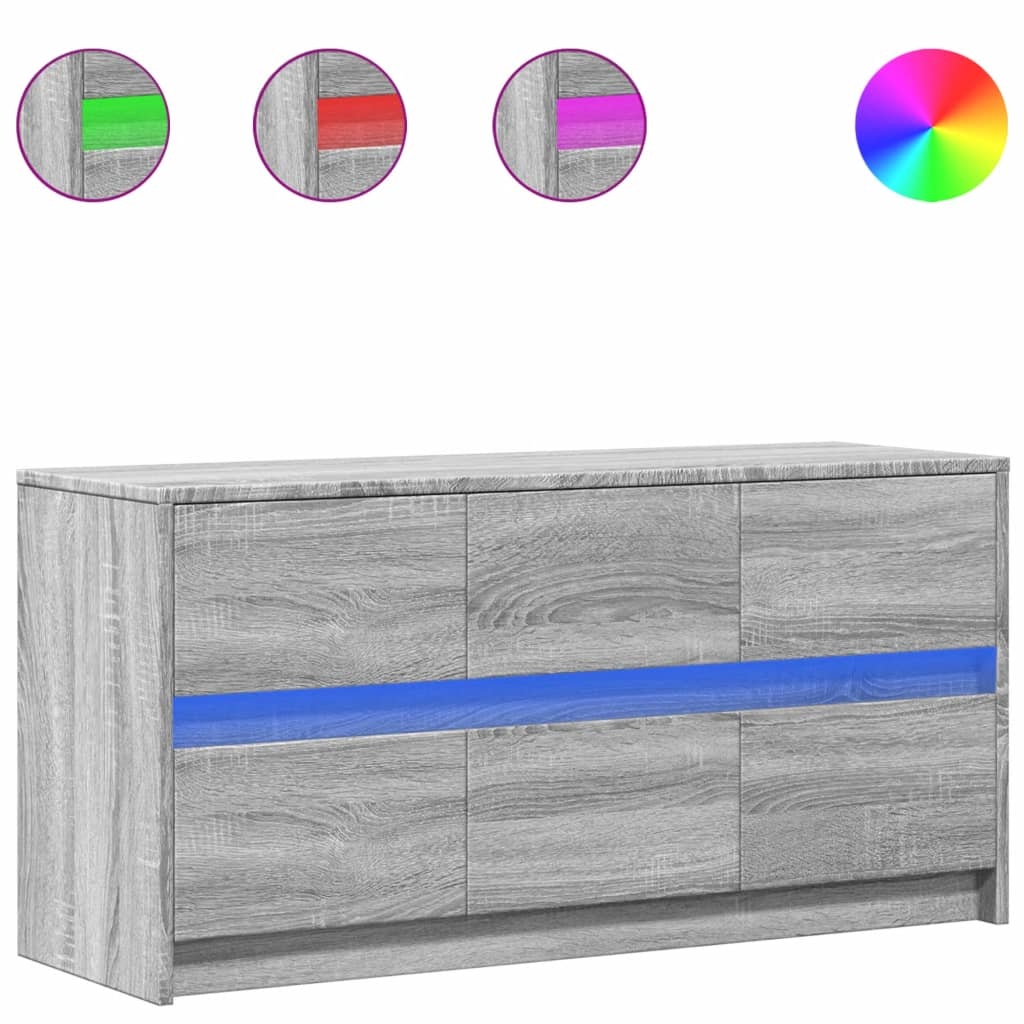 VidaXL Tv-meubel met LED 100x34x50 cm bewerkt hout grijs sonoma eiken
