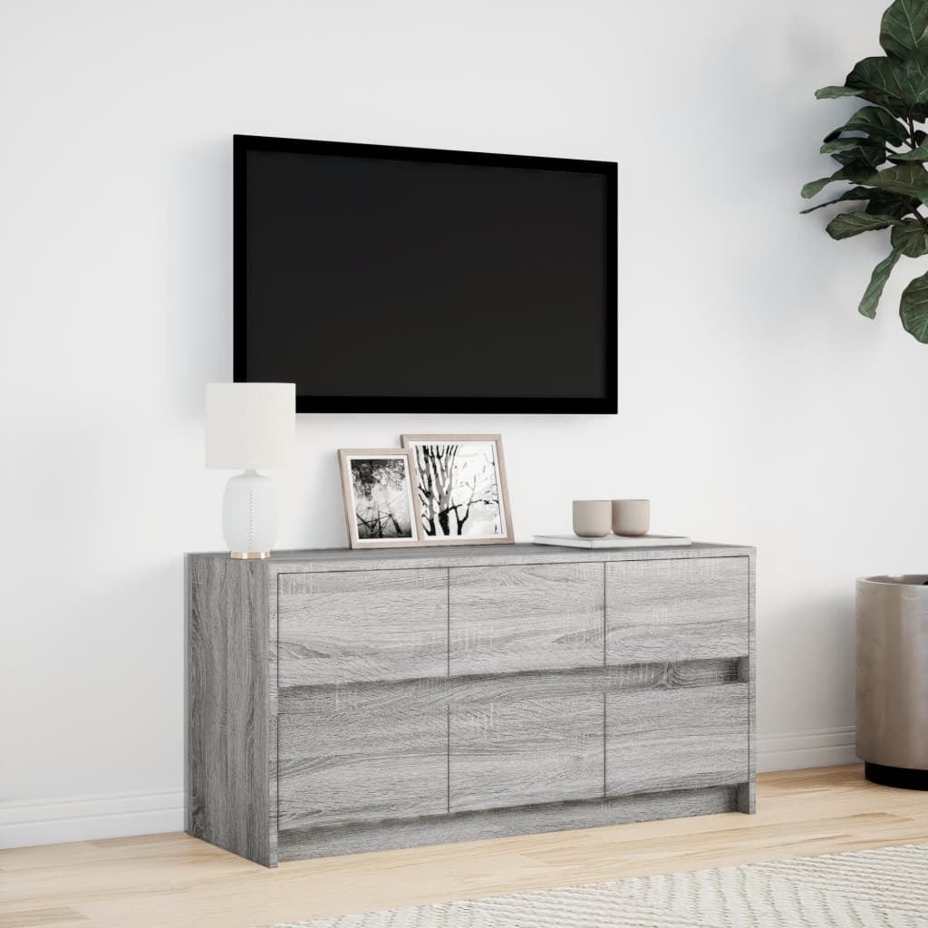 VidaXL Tv-meubel met LED 100x34x50 cm bewerkt hout grijs sonoma eiken