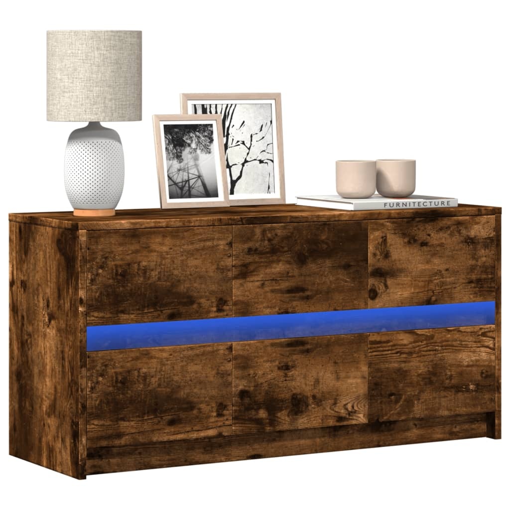 VidaXL Tv-meubel met LED 100x34x50 cm bewerkt hout gerookt eikenkleur