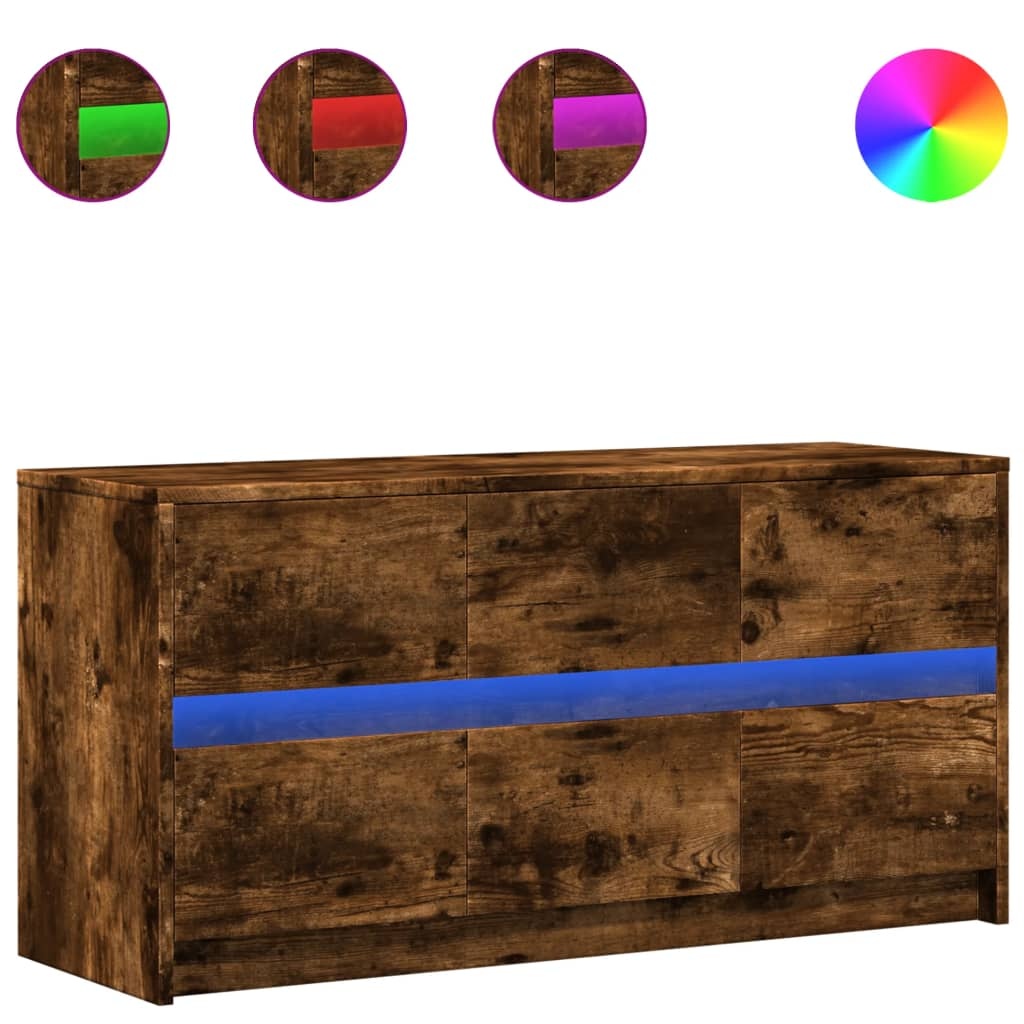 VidaXL Tv-meubel met LED 100x34x50 cm bewerkt hout gerookt eikenkleur