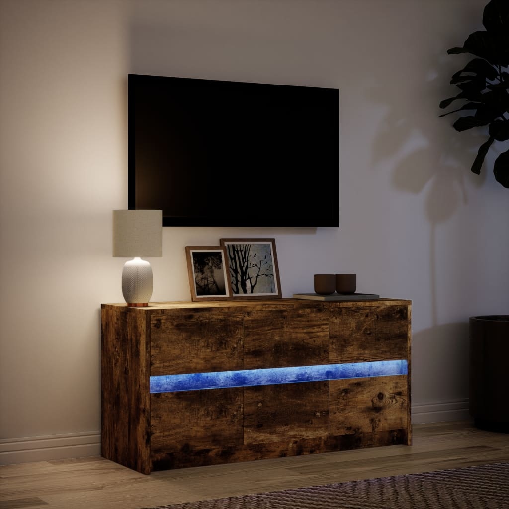 VidaXL Tv-meubel met LED 100x34x50 cm bewerkt hout gerookt eikenkleur