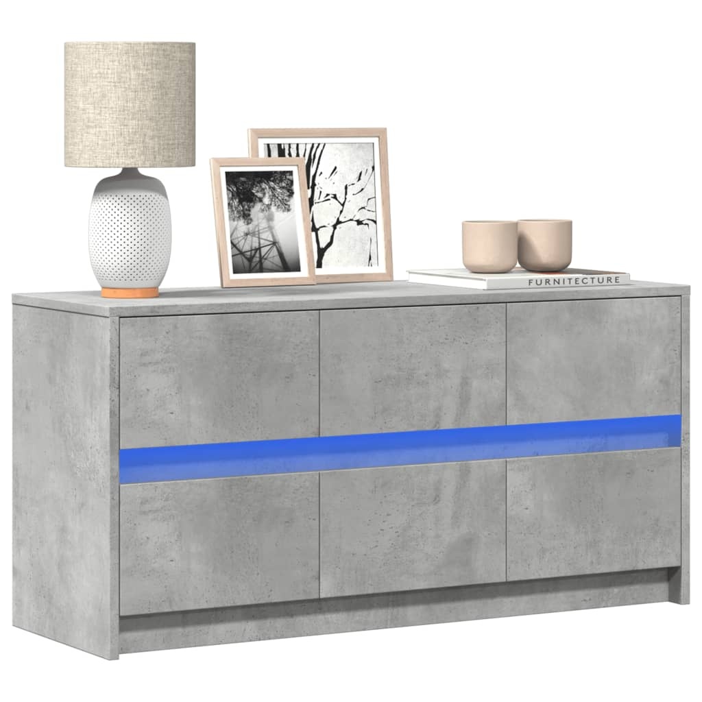 VidaXL Tv-meubel met LED 100x34x50 cm bewerkt hout betongrijs