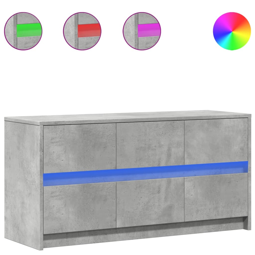 VidaXL Tv-meubel met LED 100x34x50 cm bewerkt hout betongrijs