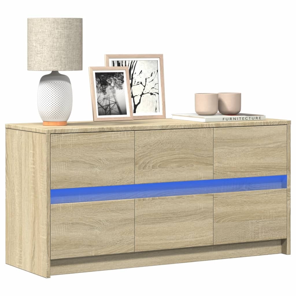 VidaXL Tv-meubel met LED 100x34x50 cm bewerkt hout sonoma eikenkleurig