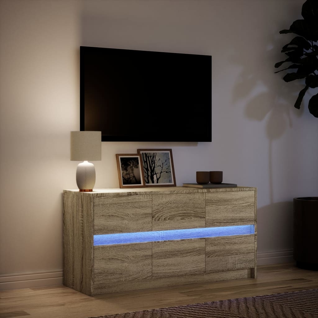 VidaXL Tv-meubel met LED 100x34x50 cm bewerkt hout sonoma eikenkleurig