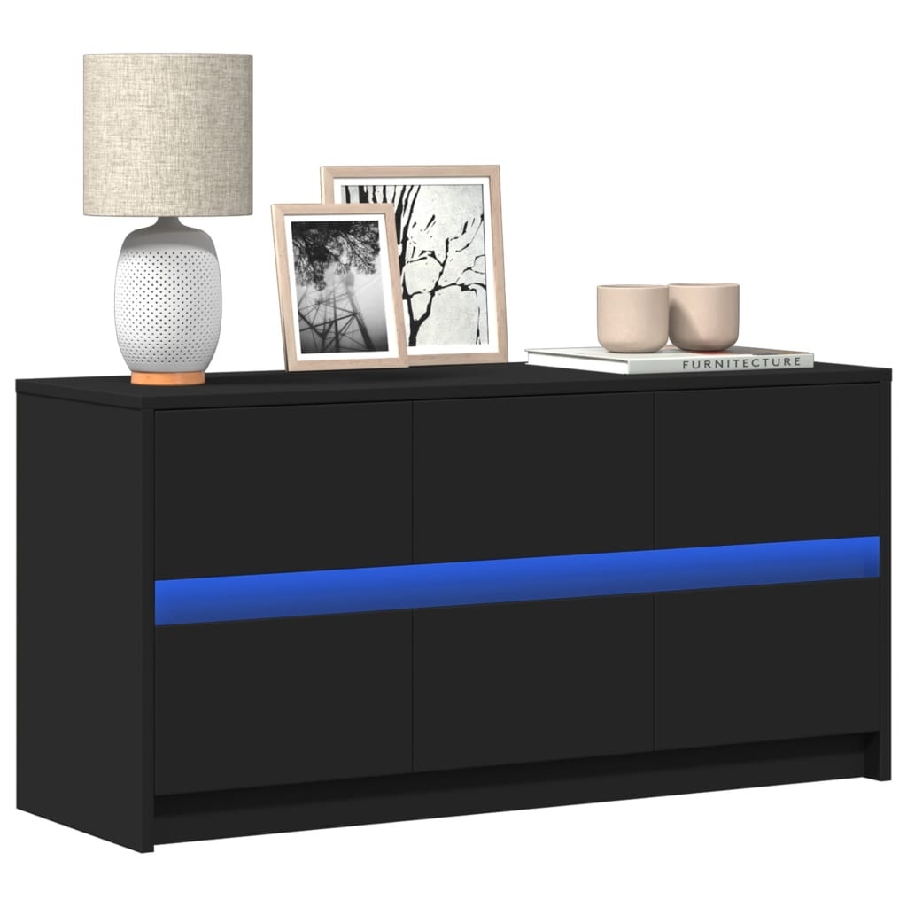 VidaXL Tv-meubel met LED 100x34x50 cm bewerkt hout zwart
