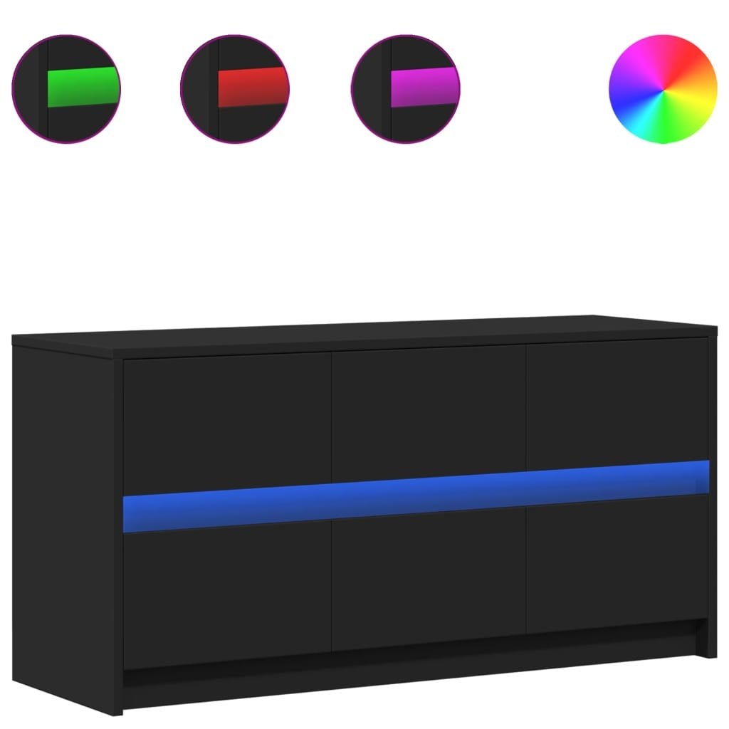 VidaXL Tv-meubel met LED 100x34x50 cm bewerkt hout zwart