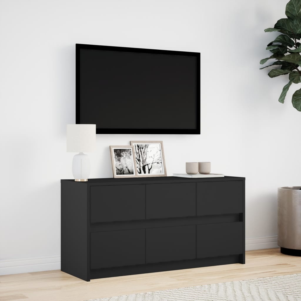 VidaXL Tv-meubel met LED 100x34x50 cm bewerkt hout zwart