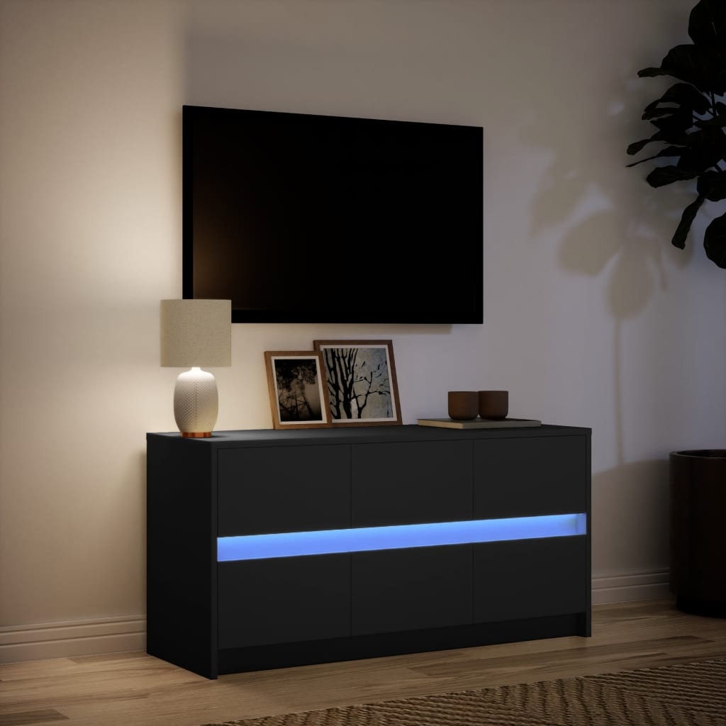 VidaXL Tv-meubel met LED 100x34x50 cm bewerkt hout zwart