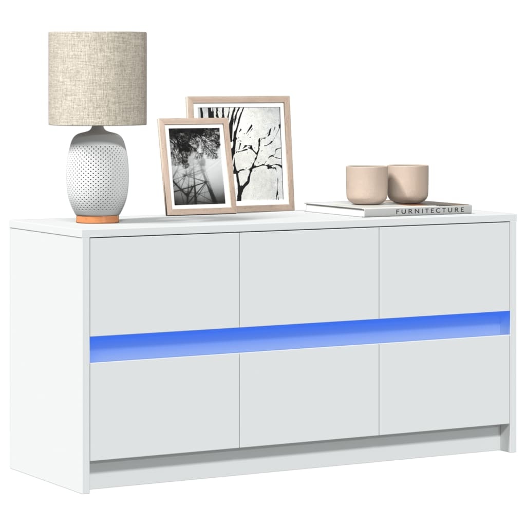 VidaXL Tv-meubel met LED 100x34x50 cm bewerkt hout wit