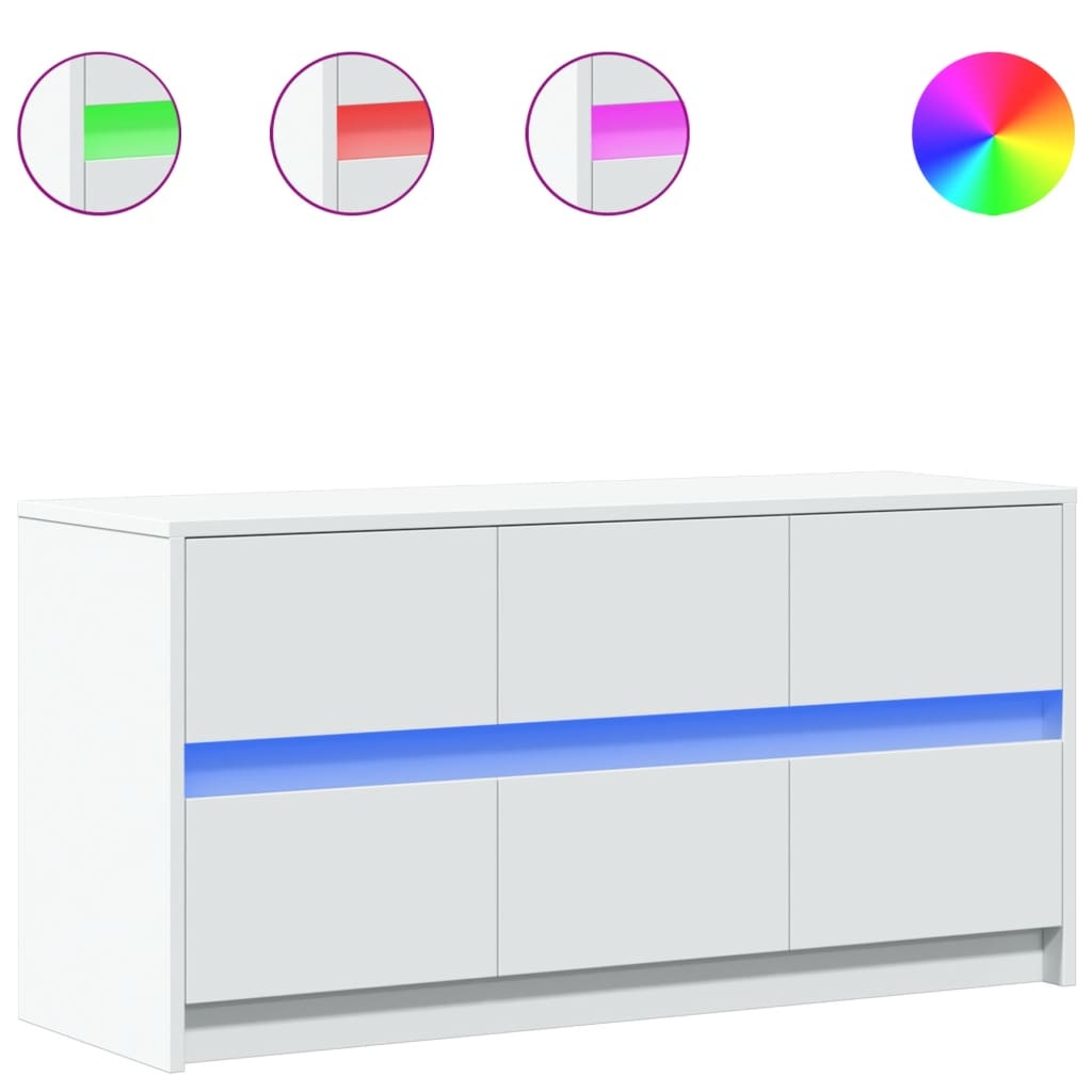 VidaXL Tv-meubel met LED 100x34x50 cm bewerkt hout wit