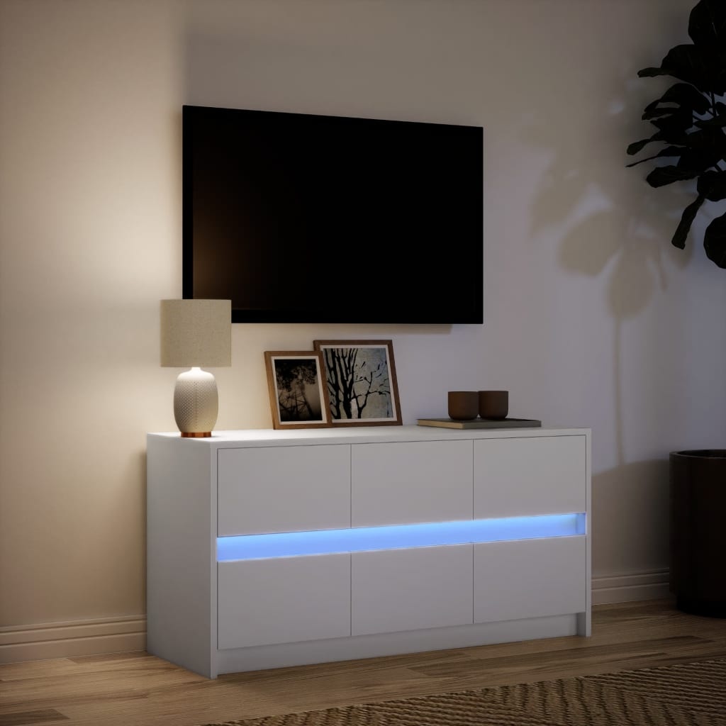 VidaXL Tv-meubel met LED 100x34x50 cm bewerkt hout wit
