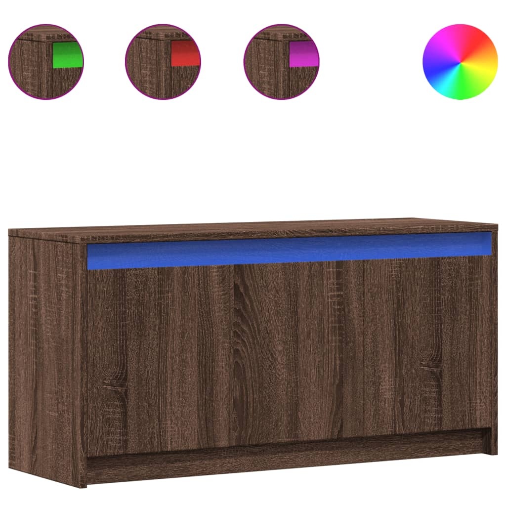 VidaXL Tv-meubel met LED 100x34x50 cm bewerkt hout bruin eikenkleurig