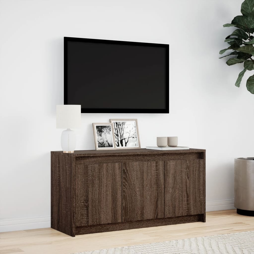 VidaXL Tv-meubel met LED 100x34x50 cm bewerkt hout bruin eikenkleurig