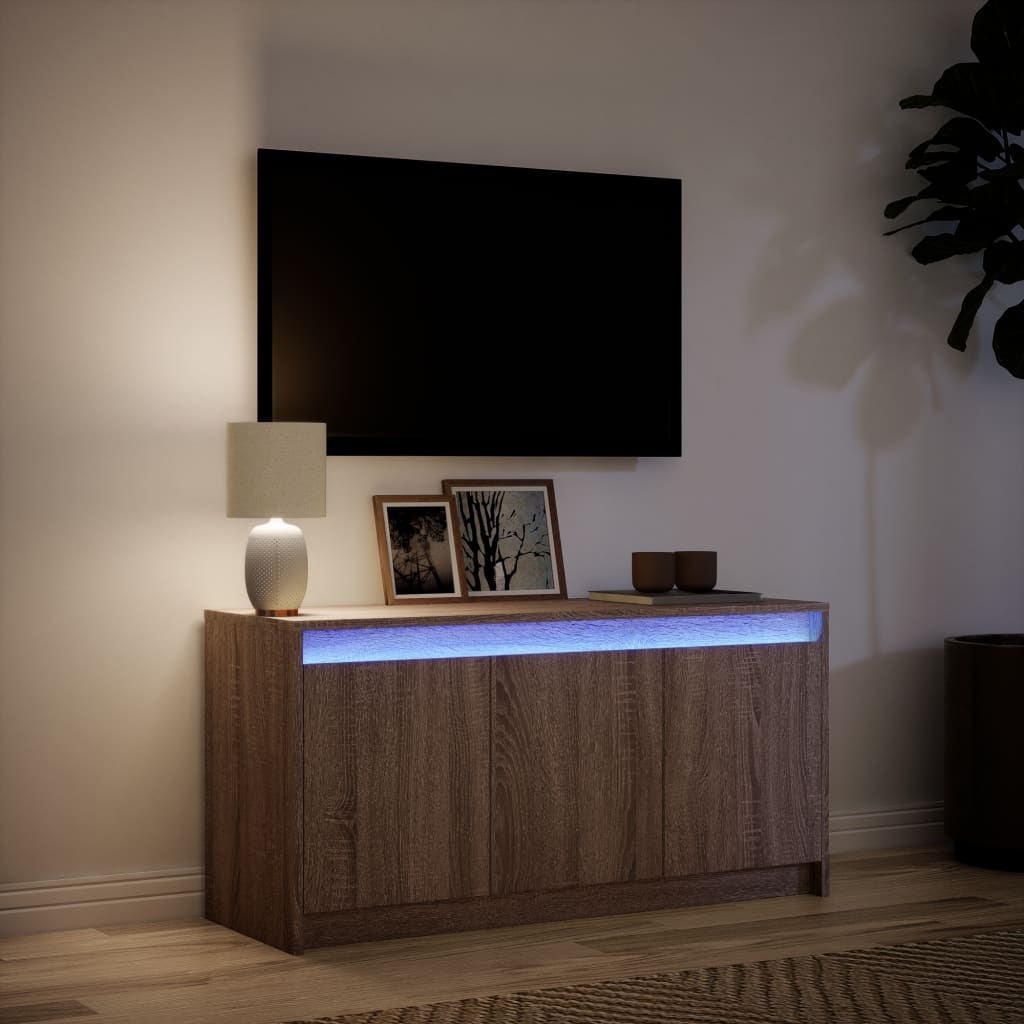 VidaXL Tv-meubel met LED 100x34x50 cm bewerkt hout bruin eikenkleurig