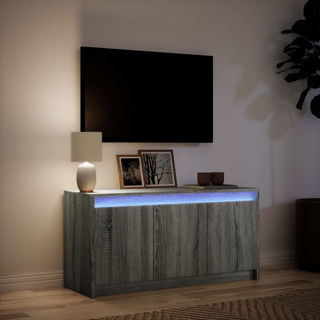 VidaXL Tv-meubel met LED 100x34x50 cm bewerkt hout grijs sonoma eiken