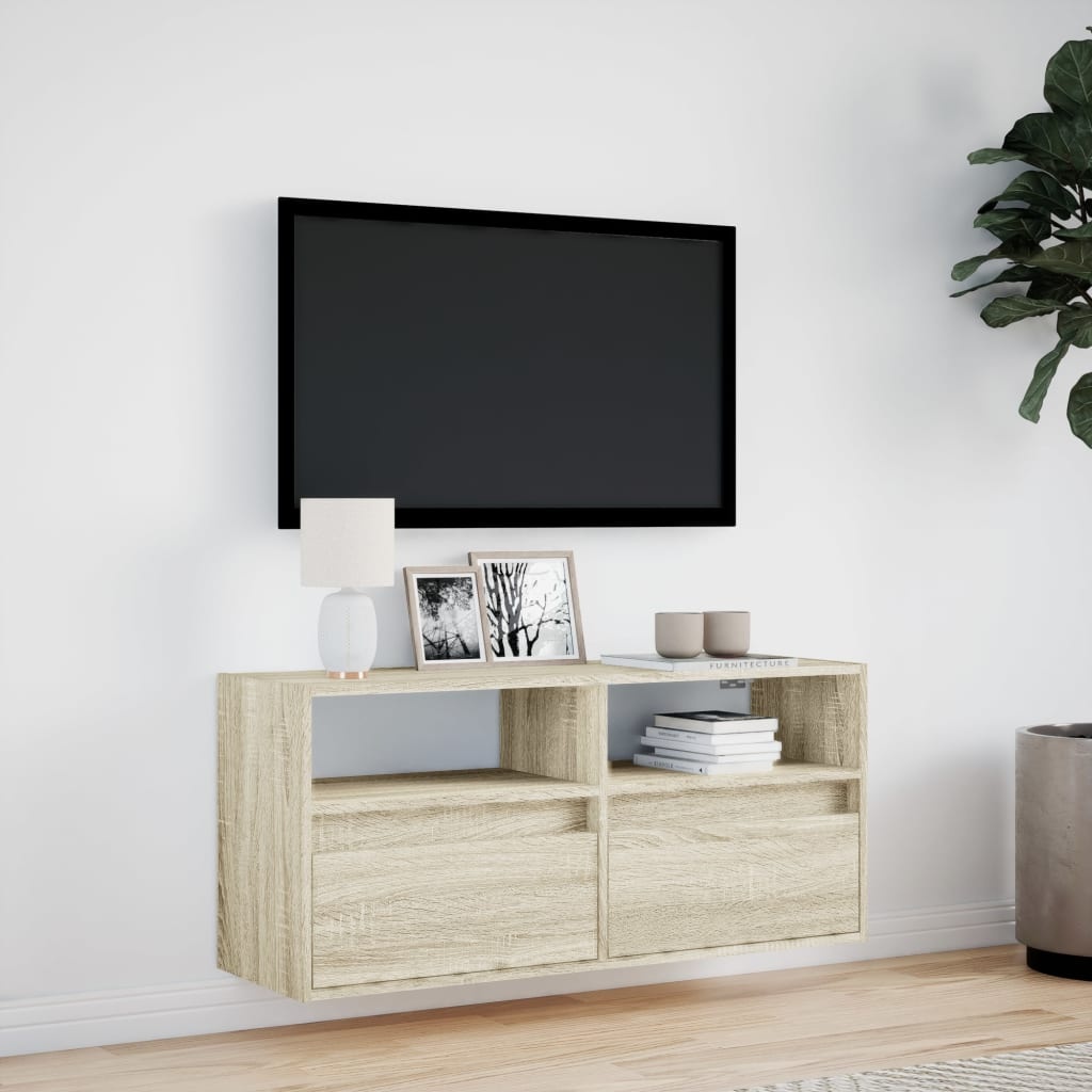 VidaXL Tv-wandmeubel met LED-verlichting 100x31x45 cm sonoma eiken