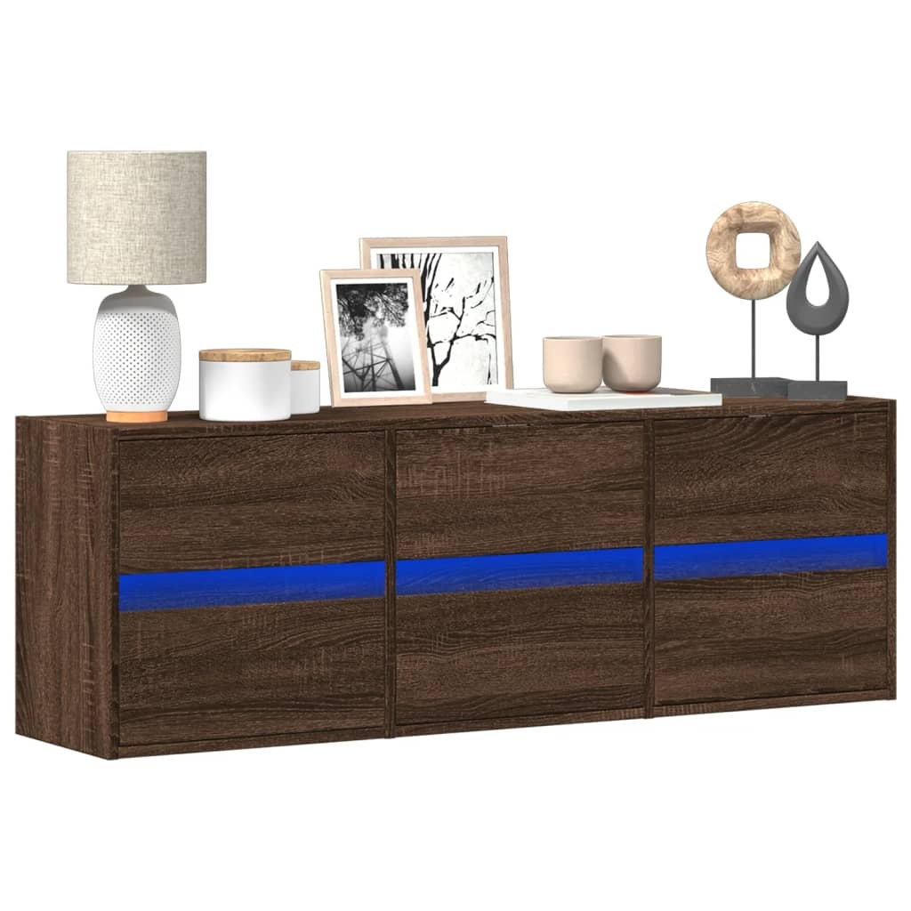 VidaXL Tv-wandmeubel met LED-verlichting 130x31x45 cm bruin eikenkleur