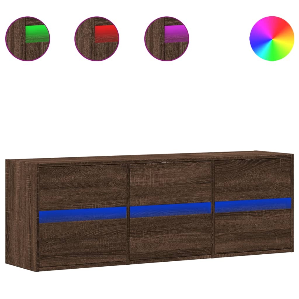 VidaXL Tv-wandmeubel met LED-verlichting 130x31x45 cm bruin eikenkleur