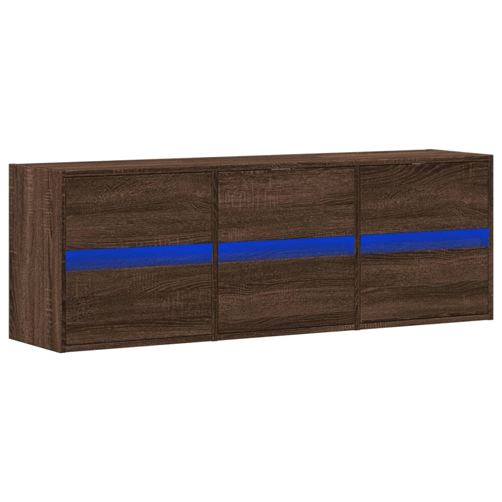 VidaXL Tv-wandmeubel met LED-verlichting 130x31x45 cm bruin eikenkleur