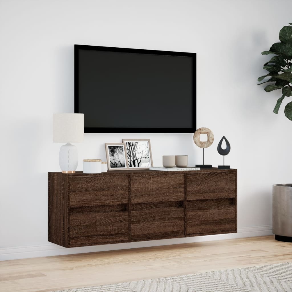 VidaXL Tv-wandmeubel met LED-verlichting 130x31x45 cm bruin eikenkleur