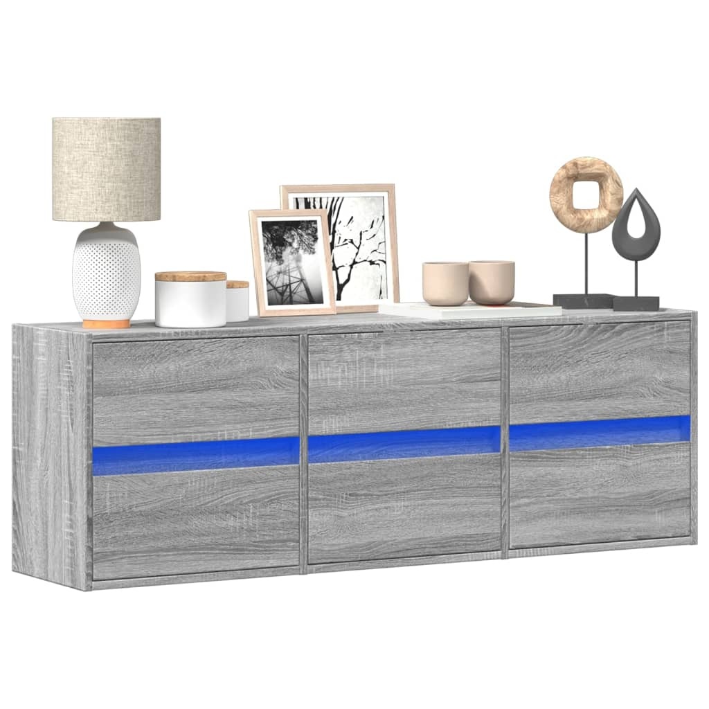 VidaXL Tv-wandmeubel met LED-verlichting 130x31x45 cm grijs sonoma