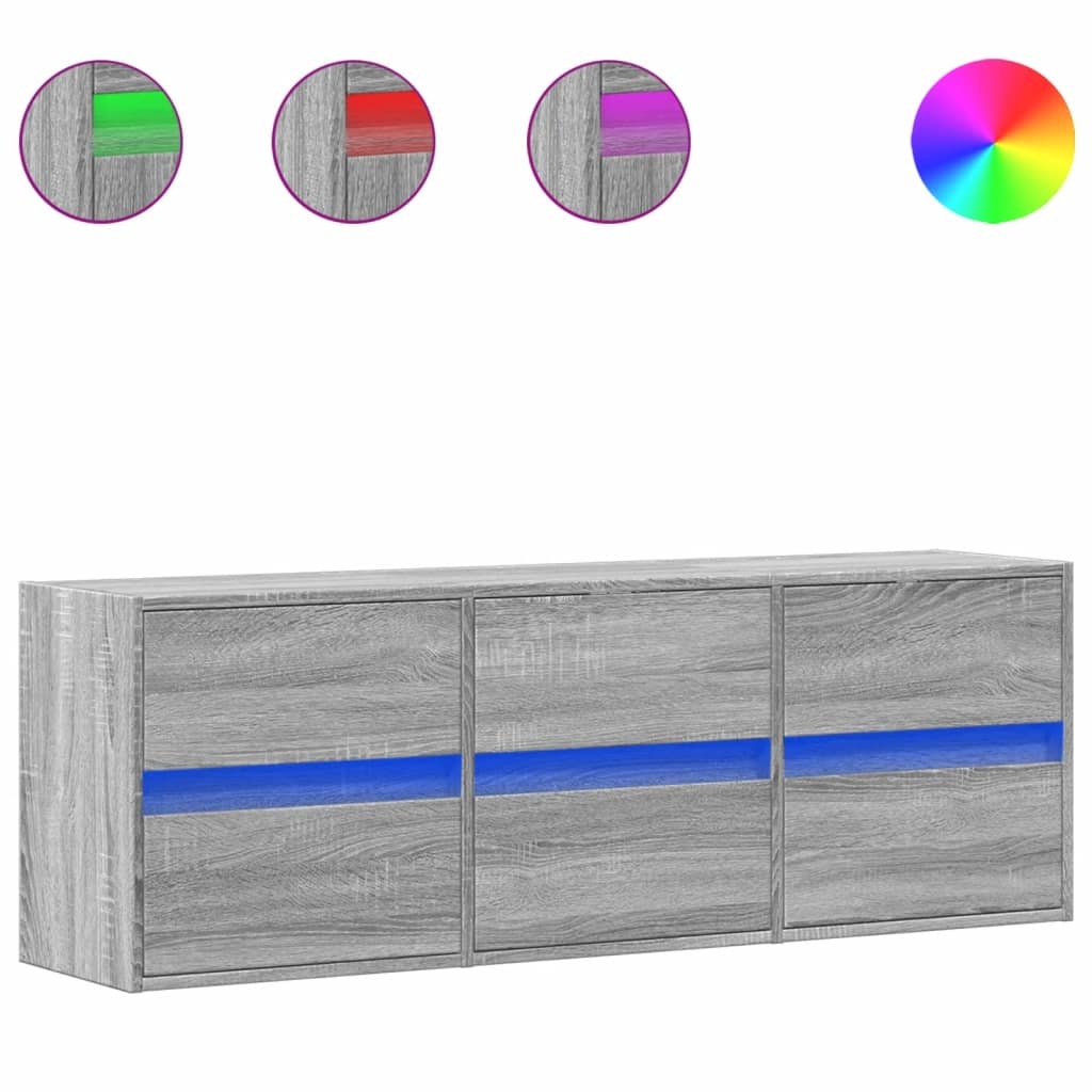 VidaXL Tv-wandmeubel met LED-verlichting 130x31x45 cm grijs sonoma