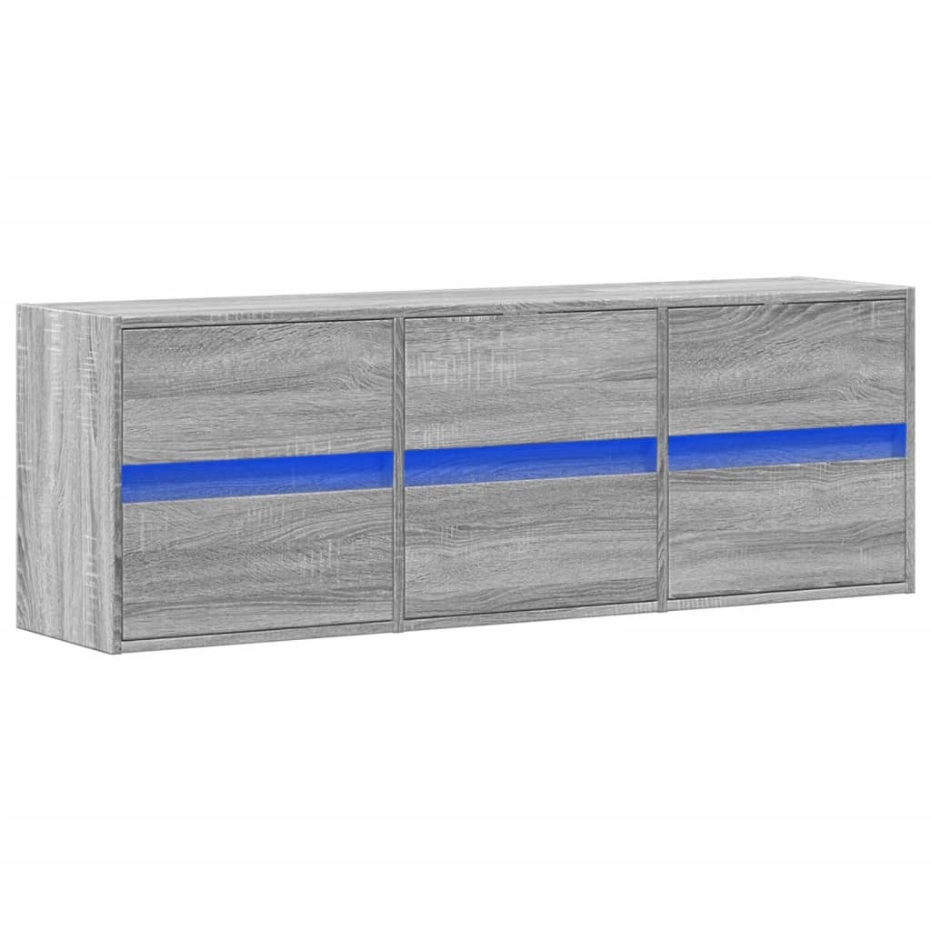 VidaXL Tv-wandmeubel met LED-verlichting 130x31x45 cm grijs sonoma