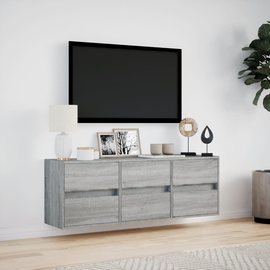 VidaXL Tv-wandmeubel met LED-verlichting 130x31x45 cm grijs sonoma