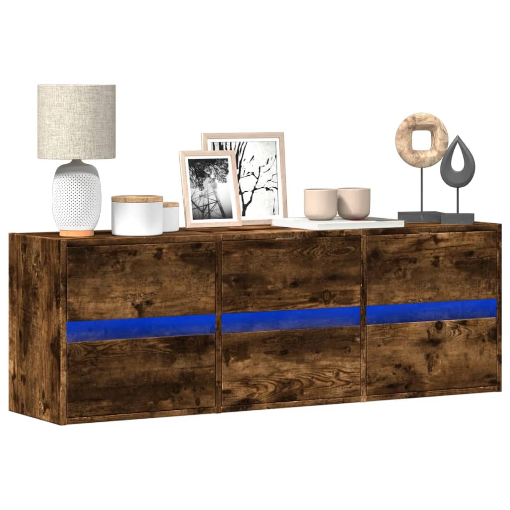 VidaXL Tv-wandmeubel met LED-verlichting 130x31x45 cm gerookt eiken