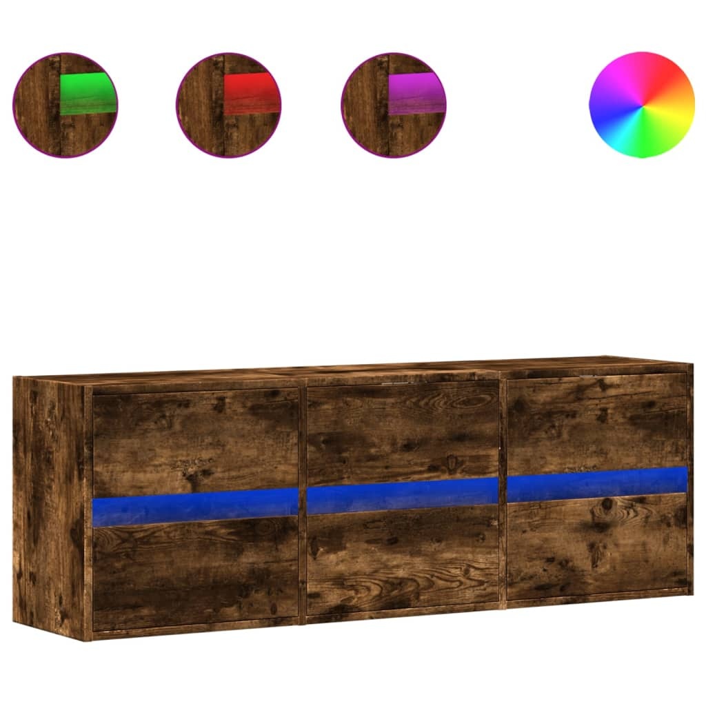 VidaXL Tv-wandmeubel met LED-verlichting 130x31x45 cm gerookt eiken