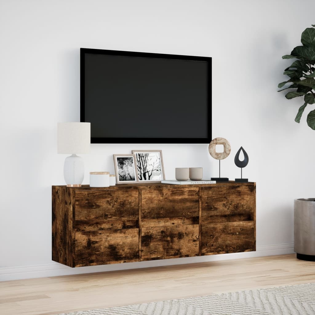 VidaXL Tv-wandmeubel met LED-verlichting 130x31x45 cm gerookt eiken