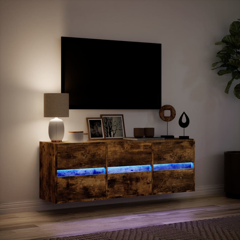 VidaXL Tv-wandmeubel met LED-verlichting 130x31x45 cm gerookt eiken