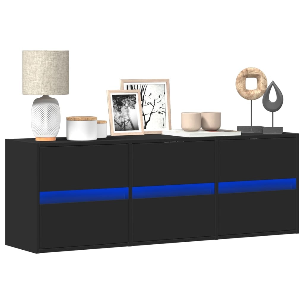 VidaXL Tv-wandmeubel met LED-verlichting 130x31x45 cm zwart