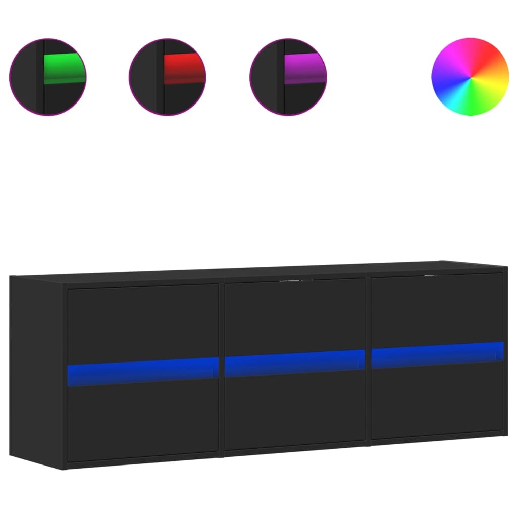 VidaXL Tv-wandmeubel met LED-verlichting 130x31x45 cm zwart